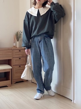 「アンブルネージュ」｜「アイテム（スウェット）」を使った、𝚍𝚊𝚛𝚊.さん（レディース・163cm）の春コーディネート