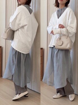 「シアーワンピース」｜「アイテム（スウェット）」を使った、𝚍𝚊𝚛𝚊.さん（レディース・163cm）の春コーディネート