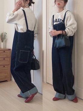 「春めきシューズ」｜「アイテム（サロペット/オーバーオール）」を使った、𝚍𝚊𝚛𝚊.さん（レディース・163cm）の春コーディネート