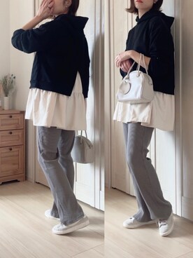 「reca（レカ）のアイテム（パーカー）」を使った、𝚍𝚊𝚛𝚊.さん（レディース・163cm）の春コーディネート