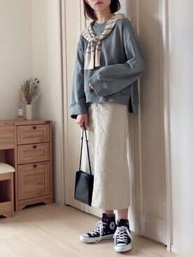 「アンブルネージュ」｜「アイテム（スウェット）」を使った、𝚍𝚊𝚛𝚊.さん（レディース・163cm）の春コーディネート