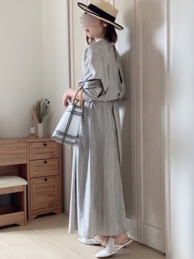 「ストライプワンピース」｜「アイテム（その他）」を使った、𝚍𝚊𝚛𝚊.さん（レディース・163cm）の春コーディネート