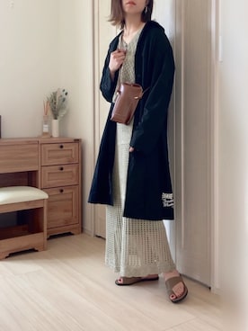 「透かし編みニット」｜「アイテム（その他アウター）」を使った、𝚍𝚊𝚛𝚊.さん（レディース・163cm）の春コーディネート