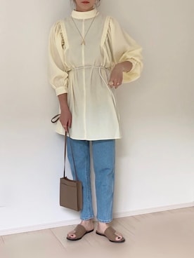 「アンブルネージュ」｜「アイテム（パンツ）」を使った、𝚍𝚊𝚛𝚊.さん（レディース・163cm）の春コーディネート