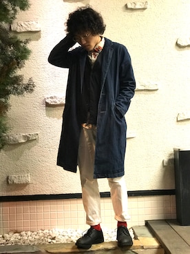 「w closet（ダブルクローゼット）のアイテム（ジャケット/アウター）」を使った、もじゃ| お金が無いけどお洒落したいさん（メンズ・165cm）の冬コーディネート
