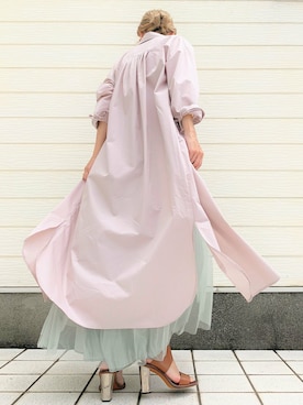 「リバーシブル」｜「アイテム（シャツワンピース）」を使った、Q♥Officialさん（レディース・155cm）の夏コーディネート