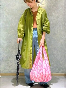 「傘」｜「アイテム（シャツワンピース）」を使った、Q♥Officialさん（レディース・164cm）の夏コーディネート