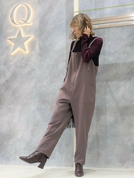 「Q（キュー）のアイテム（オールインワン・サロペット）」を使った、Q♥Officialさん（レディース・155cm）の秋コーディネート