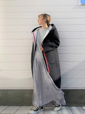 「フレア」｜「アイテム（その他アウター）」を使った、Q♥Officialさん（レディース・155cm）の冬コーディネート