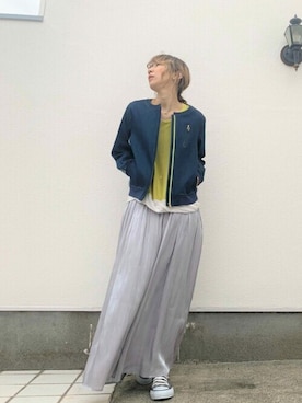 「ピスタチオ」｜「アイテム（デニムジャケット）」を使った、Q♥Officialさん（レディース・155cm）の冬コーディネート
