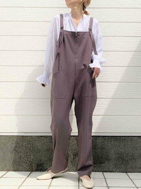 「Q（キュー）のアイテム（オールインワン・サロペット）」を使った、Q♥Officialさん（レディース・155cm）の春コーディネート