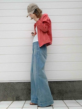 「CELINE」｜「アイテム（ブルゾン）」を使った、Q♥Officialさん（レディース・155cm）の春コーディネート