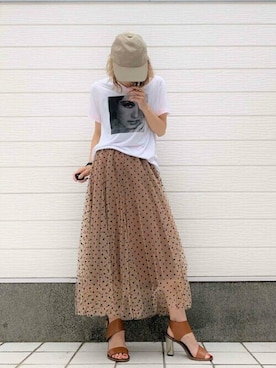 「CELINE」｜「アイテム（キャップ）」を使った、Q♥Officialさん（レディース・155cm）の春コーディネート