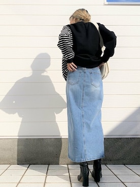 「ラウンドバッグ」｜「アイテム（スウェット）」を使った、Q♥Officialさん（レディース・155cm）の秋コーディネート