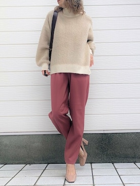 「ラウンドバッグ」｜「アイテム（パンツ）」を使った、Q♥Officialさん（レディース・155cm）の秋コーディネート