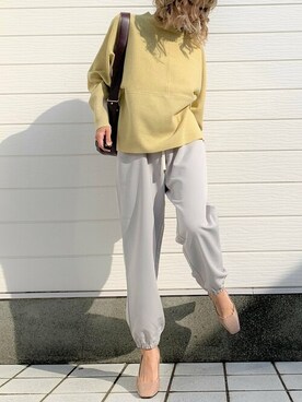 「ラウンドバッグ」｜「アイテム（パンツ）」を使った、Q♥Officialさん（レディース・155cm）の冬コーディネート