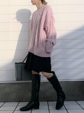 「キュロット」｜「アイテム（トートバッグ）」を使った、Q♥Officialさん（レディース・155cm）の冬コーディネート