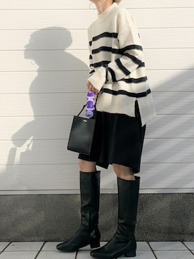 「Casselini（キャセリーニ）のアイテム（ブーツ）」を使った、Q♥Officialさん（レディース・155cm）の冬コーディネート