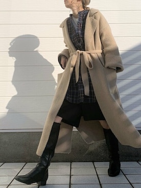 「Casselini（キャセリーニ）のアイテム（ブーツ）」を使った、Q♥Officialさん（レディース・155cm）の冬コーディネート