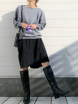 「Casselini（キャセリーニ）のアイテム（ブーツ）」を使った、Q♥Officialさん（レディース・155cm）の冬コーディネート