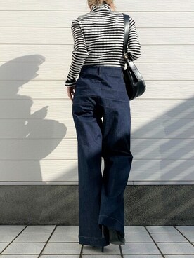 「ラウンドバッグ」｜「アイテム（パンツ）」を使った、Q♥Officialさん（レディース・155cm）の冬コーディネート