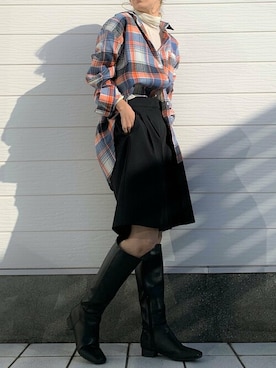 「Casselini（キャセリーニ）のアイテム（ブーツ）」を使った、Q♥Officialさん（レディース・155cm）の冬コーディネート