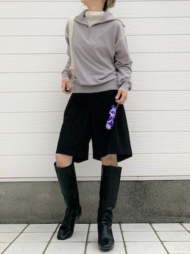 「Casselini（キャセリーニ）のアイテム（ブーツ）」を使った、Q♥Officialさん（レディース・155cm）の冬コーディネート