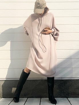 「Casselini（キャセリーニ）のアイテム（ブーツ）」を使った、Q♥Officialさん（レディース・155cm）の冬コーディネート