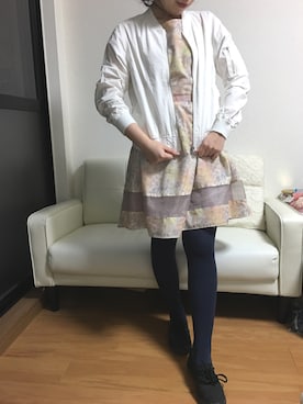 「URBAN RESEARCH（アーバンリサーチ）のアイテム（MA-1）」を使った、KKさん（レディース・153cm）の春コーディネート