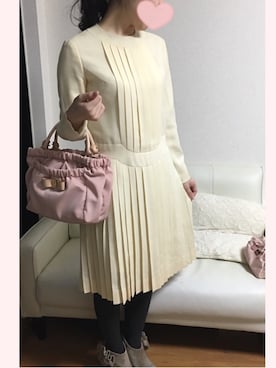 「プリーツ」｜「アイテム（ブーティ）」を使った、KKさん（レディース・153cm）の春コーディネート