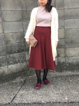 「ふわふわカーディガン」｜KKさん（レディース・153cm）の秋コーディネート