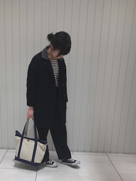 「SEVENDAYS=SUNDAY（セブンデイズサンデイ）のアイテム（チェスターコート）」を使った、k☺︎さん（レディース・154cm）の冬コーディネート