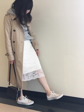 「SLOBE IENA（スローブイエナ）のロングトレンチコート◆（トレンチコート）」を使った、k☺︎さん（レディース・154cm）の冬コーディネート