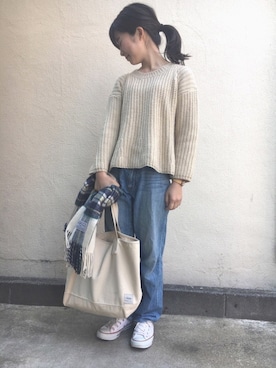 「らくちん」｜「アイテム（アナログ腕時計）」を使った、k☺︎さん（レディース・154cm）の春コーディネート