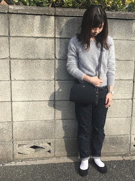「A.P.C.（アーペーセー）のsac demi-lune 18PC（ショルダーバッグ）」を使った、k☺︎さん（レディース・154cm）の冬コーディネート