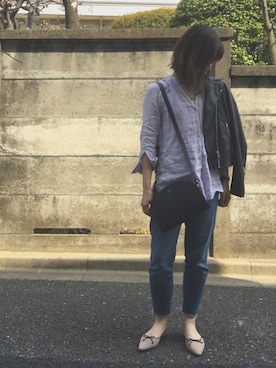 「A.P.C.（アーペーセー）のsac demi-lune 18PC（ショルダーバッグ）」を使った、k☺︎さん（レディース・154cm）の春コーディネート