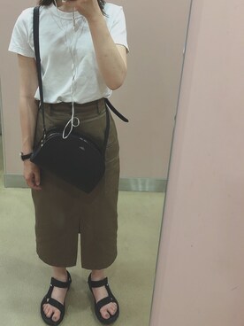 「A.P.C.（アーペーセー）のsac demi-lune 18PC（ショルダーバッグ）」を使った、k☺︎さん（レディース・154cm）の夏コーディネート