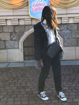 「A.P.C.（アーペーセー）のsac demi-lune 18PC（ショルダーバッグ）」を使った、k☺︎さん（レディース・154cm）の冬コーディネート