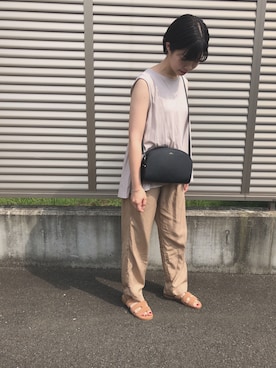 「A.P.C.（アーペーセー）のsac demi-lune 18PC（ショルダーバッグ）」を使った、k☺︎さん（レディース・154cm）の夏コーディネート