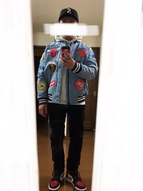 KZTFR@｜Supreme × NIKE × NBAのスタジャンを使ったコーディネート