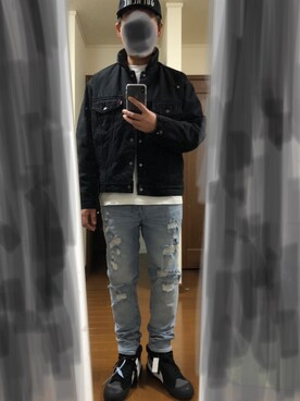 「off white」｜「アイテム（デニムジャケット）」を使った、KZTFR@m.jpさん（メンズ・173cm）の秋コーディネート