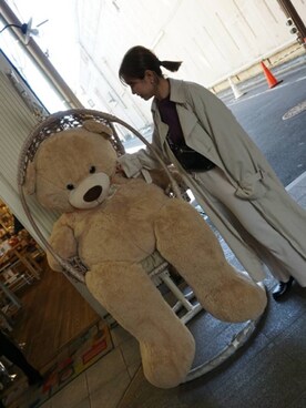 「WEGO（ウィゴー）のWEGO/フレアリブパンツ（その他パンツ、ホワイト系）」を使った、Annaさん（レディース・156cm）の春コーディネート