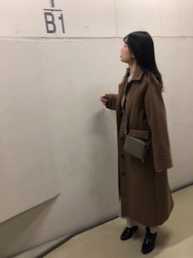 「DHOLIC（ディーホリック）のラグランスリーブボクシーロングコート（ダウンジャケット/コート）」を使った、Annaさん（レディース・158cm）の春コーディネート