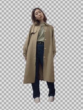 「日常」｜「アイテム（トレンチコート）」を使った、糖豆豆さん（レディース・167cm）の春コーディネート
