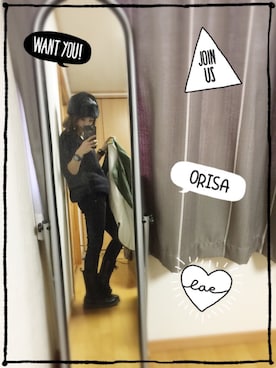 「ブーツイン」｜「アイテム（ノーカラージャケット）」を使った、Orisattiさん（レディース・160cm）の冬コーディネート