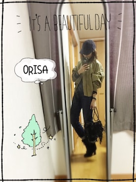 「フリンジバッグ」｜「アイテム（ブルゾン）」を使った、Orisattiさん（レディース・160cm）の冬コーディネート