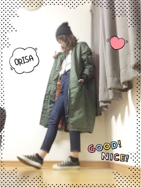 「ハイウエストジーンズ」｜Orisattiさん（レディース・160cm）の冬コーディネート