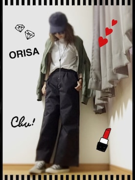 「UNIQLO Tシャツ」｜「アイテム（キャップ）」を使った、Orisattiさん（レディース・160cm）の春コーディネート
