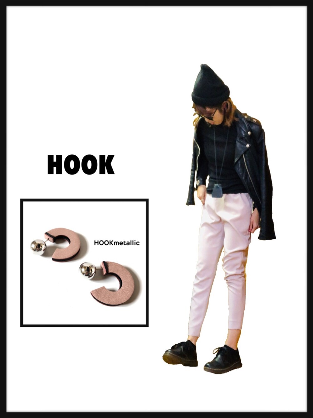 ブラック系のトップス、ブラック系のライダースジャケット、ブラック系のその他シューズを着用したレディースの冬コーディネートの1枚目の写真