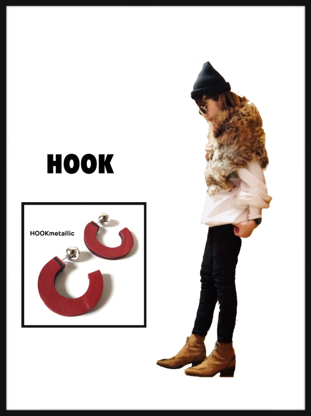 ホワイト系のワンピース、ベージュ系のブーツ、ブラック系のニットキャップ/ビーニーを着用したレディースの冬コーディネートの1枚目の写真